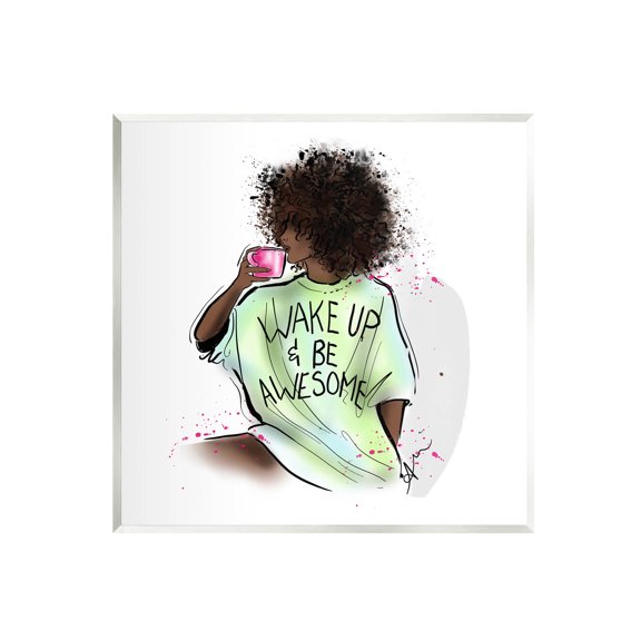 Stupell Industries Wake Up Be Awesome Phrase Graphic Art Unframed Art Print Wall Art, Design by Alison Petrie