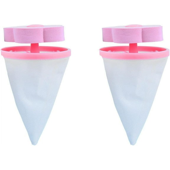 Lint Catcher for Washer Machine,Pet Hair Remover for Laundry, Washing Machine Floating Lint Mesh Bag,Reusable Hair Filter Washer Lint Trap Catcher Net Pouch 2 Pieces. (Pink)
