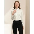 thumbnail image 2 of Camisa Casual de Negocios Allegra K de Satén de Manga Larga con Botones Y Cuello en Punta para Mujer blanco XS, 2 of 6