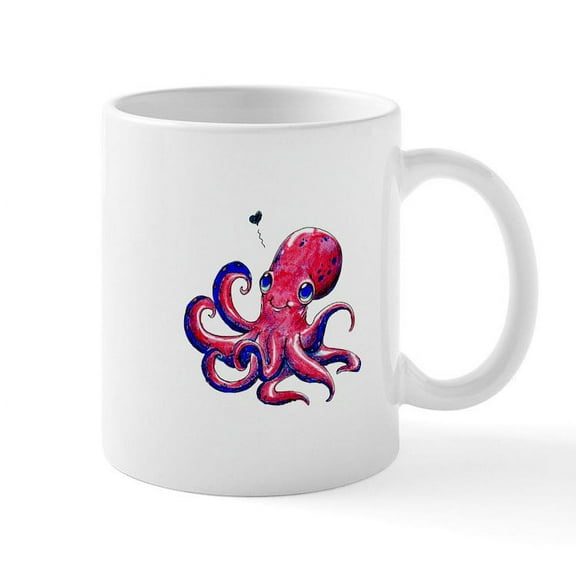 CafePress - Squid Love Mug - 11 oz Ceramic Mug - Novelty Coffee Tea Cup