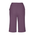 thumbnail image 4 of Pants for Women, Trendy Knee Length Drawstring Elastic Waist Summer Gym with Pockets, 4 of 9