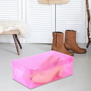 Clear Shoe Boxes,Shoe Organizer,Stackable Plastic Storage Shoebox,Nestable Container with Latching Lid to Organize Shoes,See-Through Box for Home and Office,Multi-Purpose Clear Bins(Pink)