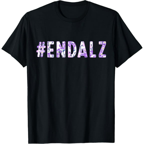 End Alz Alzheimer's Awareness Purple Butterfly Flower Floral T-ShirtMen's and women's pure cotton short-sleeved shirts