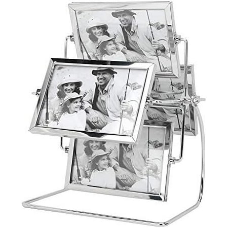 Photo Frame, Rotatable Ferris Wheel Family Pictures Frames,Stainless Steel Desk Table Top Vintage Photo Frames Horizontal Placement Rotating Metal Photo Picture Frame for 6x4in Photo