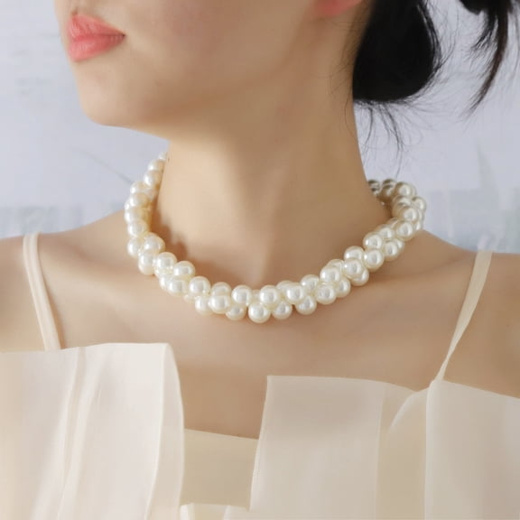 Faux Pearl Chain Choker For Women Christmas Halloween Party Necklace Jewellery