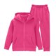 thumbnail image 5 of Chaqueta de invierno de color liso para niños, sudadera larga con capucha y cremallera y pantalones deportivos con lazo en las piernas, conjunto deportivo informal con forro polar para mayor calidez,, 5 of 5