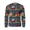 thumbnail image 5 of Wutalume Men's Christmas Print Crewneck Sweater, Long Sleeve Ribbed Knit Pullover, Relaxed Fit Casual Business Knitwear for Holiday Parties and Daily Wear,Blue S, 5 of 6