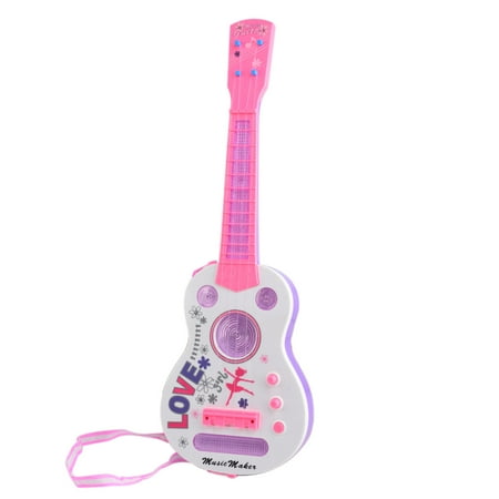 - Simulation 4 String Flash Mini Guitar Kids Musical Instruments Educational Toy - Pink