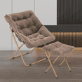 thumbnail image 4 of Square Folding Faux Fur Saucer Chair for Bedroom Living Room Dorm Foldable Metal Frame Oversized Large Comfy Furry Padded Soft Cozy Moon Chair with Footrest Ottoman for Adults,light brown, 4 of 15