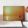 thumbnail image 2 of Sailboat Cutting Board, Lonely Yacht at Sunset Sailing Competition Race Teamwork Marine Vessel Winner, Decorative Tempered Glass Cutting and Serving Board, Small Size, Orange Yellow, by Ambesonne, 2 of 5