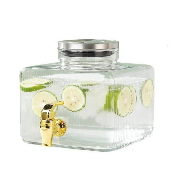 Extra Large Drink Dispenser Clear Glass Construction Rustproof Metal Lid