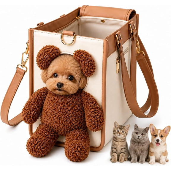 Teddy Carrier Bag for Dogs and Cats 2 in 1, Dog Purse Carrier for Small Dogs, Cute Carrier, (Small)
