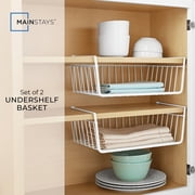 Mainstays Wire Under-Shelf Storage Baskets, White, 2 Pack