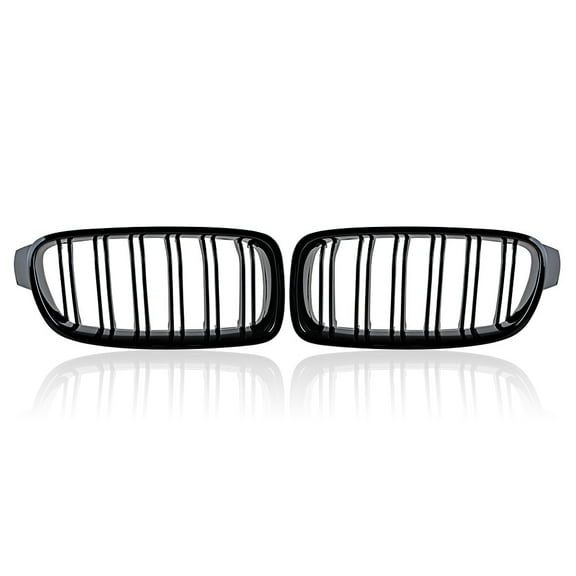 Astra Depot Glossy Black Double Line Kidney Grille Grill Fit 2012-2018 BMW F30 F31 320i 328i 335i 4-Door