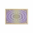 thumbnail image 1 of Yellow and Purple Wall Art with Frame, Mandala Vintage Karma in Cosmos Ombre Design, Printed Fabric Poster for Bathroom Living Room, 35" x 23", Mustard and Purple, by Ambesonne, 1 of 2