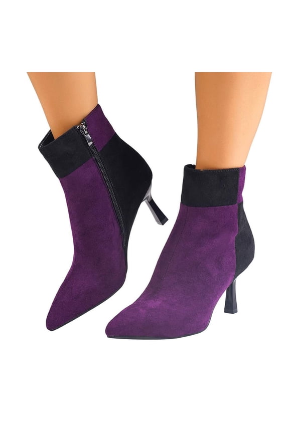 Womens Kitten Heel Ankle Boots Comfortable Pointed Toe Stiletto Bootie High Heels Booties 2.55 Inch Party Dress Fashion Short Booties