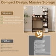 thumbnail image 3 of Pipleo 32" Makeup Vanity Desk with Mirror and Lights, 3 Lighting Colors, 5 Storage Shelves & Large Drawer, Brown Vanity Set for Bedroom, Girls and Women, 3 of 9