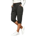 thumbnail image 4 of Women's Lightweight Capri Pants Quick Dry Cargo Pants Elastic Waist Drawstring Cropped Casual Jogger Pants with Pockets Hiking Pants Dark Gray, 4 of 7