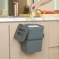 thumbnail image 6 of EKO Compost Caddy Kitchen Trash Can, 0.8 Gallon Plastic Rectangular Wall Mounted With Lid Garbage Bin, Gray, 6 of 8