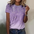 thumbnail image 1 of Puntoco Liquidación de blusas cortas para mujer Blusas estampadas de moda para mujer Camiseta de manga corta Cuello redondo, 1 of 4