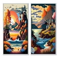 thumbnail image 2 of Designart "Modern Vector Art Sunset I" Coastal Sunset Framed Wall Art Set Of 2 - Brown Landscapes Frame Gallery Set For Office Decor, 2 of 7