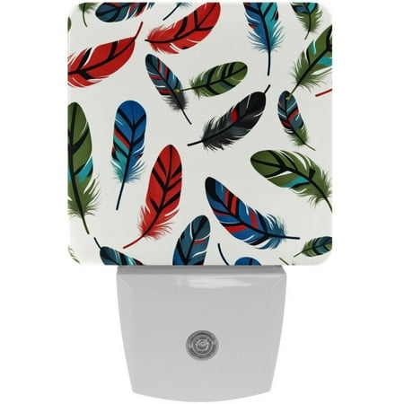 

Night Light Night Lights Plug into Wall 2-Pack Nightlight Plug in Night Light Dusk to Dawn Night Lamp Led Night Light for Adults Kids Room Ethnic Colored Feathers