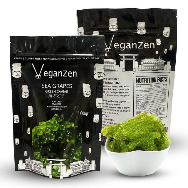 Sea Grapes to Eat Seaweed Snacks Salad Kit 100GR Umibudo dried ramen toppings korean food green caviar vegetables nori kelp kombu asmr organic Dehydrated lato Crunchy Superfood