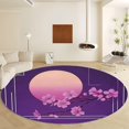 thumbnail image 1 of Round Area Rug 8ft Purple Lines, Sun, Flowers Faux Wool Round Rug Washable Non-Slip Circle Rug, Soft Kids Rug Throw Rugs for Living Room/Bedroom/Office/Entryway/Kitchen, 1 of 1