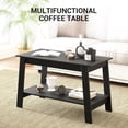 thumbnail image 4 of Bingirl 2-Tie Coffee Table Rustic Wood Living Room Tables with Open Rectangular Storage Compartment Coffee Tables for Living Room Outdoors Home Office Bedroom - Black, 4 of 7