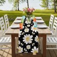 thumbnail image 4 of White Daisy Farmhouse Burlap Cotton Table Runner 13x120 Inches Long, Garden Floral Honeybees Black Farmhouse Table Runners, Outdoor Dining Tablecloths Decor for Baby Shower/Party/Wedding, 4 of 8