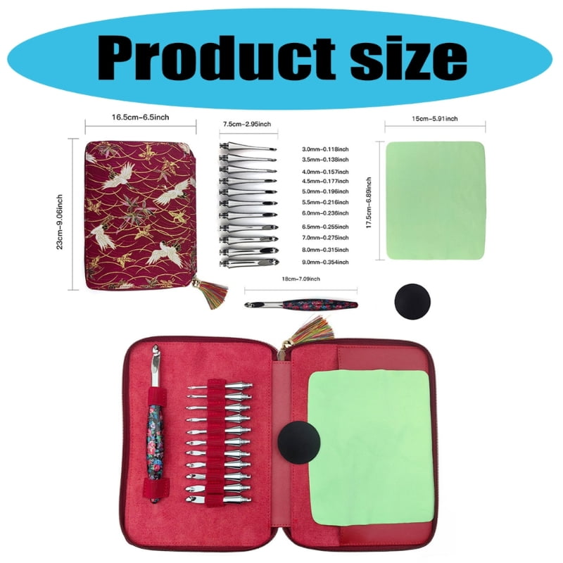 Zecic Aluminum Crochet Hook with 12 Size Interchangeable Tip 3.0mm-9.0mm for Knitting