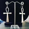 thumbnail image 3 of Pendientes colgantes de plata con cruz Ankh egipcia y llave eterna de la vida, 3 of 5