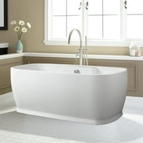 Vanity Art 59" x 30" Acrylic Freestanding Bathtub Contemporary Soaking Tub with Overflow and Pop-Up Drain, VA6835-S