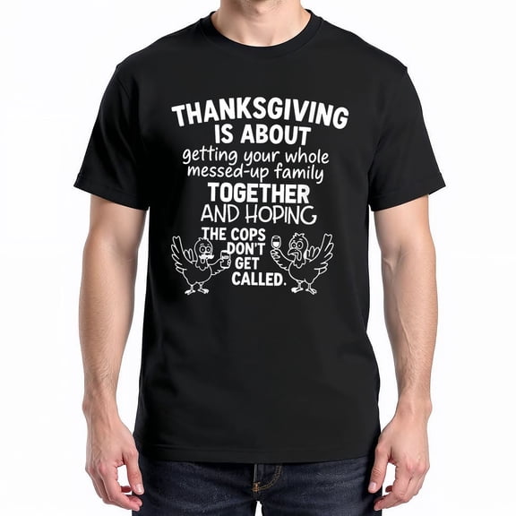 Thanksgiving Is About Hoping The Cops Dont Get Called Family T-Shirt – Humorous Thanksgiving Theme – Family Gathering