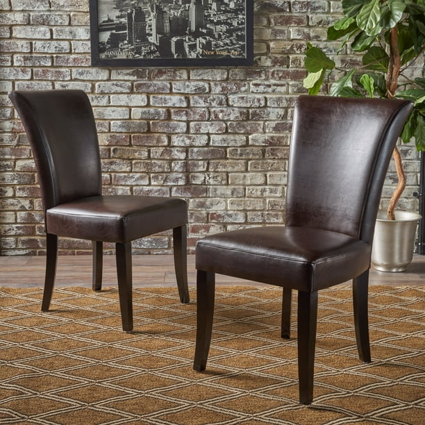 Martin Brown Leather Dining Chairs (Set of 2)