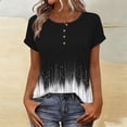 thumbnail image 2 of Women's Summer Tops Short Sleeve Spring Fashion Printed Button Detail Crew Neck Comfy Tunic Top Tees (L, Black), 2 of 8
