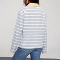 thumbnail image 4 of Striped Polo Shirts for Women Long Sleeve Rugby Shirts Loose Preppy Collared Pullover Fall Casual, 4 of 9