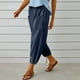 thumbnail image 5 of WILLBEST Pantalones Casuales elegantes para Mujer, Capri de Cintura Alta con Cordón y Bolsillos, Diseño de Pierna Ancha y Corte Corto para Un Uso Diario Cómodo. XXXXL, 5 of 7