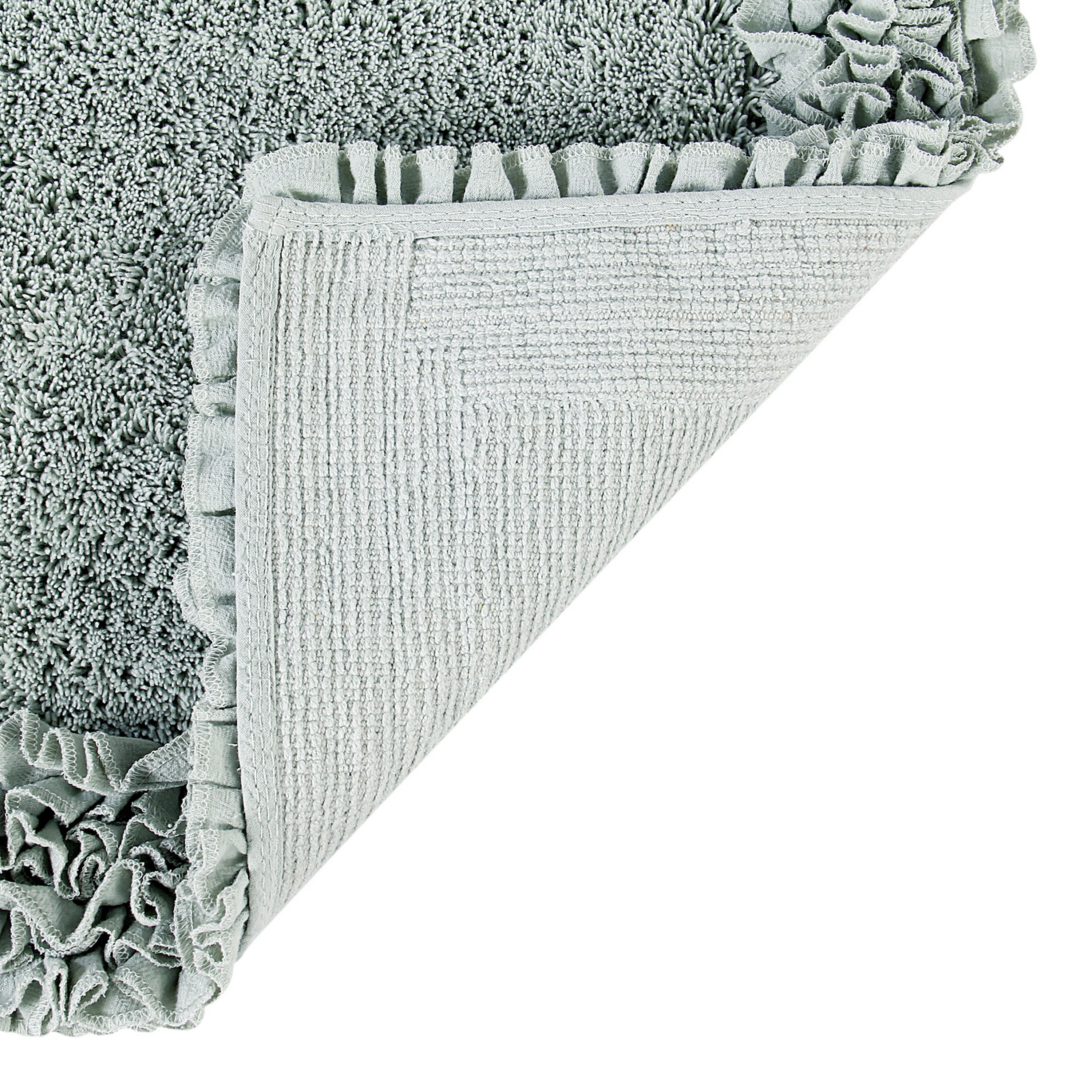 Better Trends 2 Piece Bathroom Rug Set 100% Cotton, Extra Soft, Water Absorbent & Non Slip Bath Mat, Ruffle Border, (Sage) Shaggy Border Collection