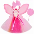 thumbnail image 2 of Disfraz de hada rosa para niñas, vestido de tutú con purpurina para fiesta de cumpleaños con alas de mariposa, vestido de princesa de hadas con flores de tul para niños, 2 of 5