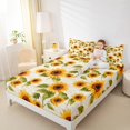 thumbnail image 4 of Manfei Retro Rustic Sunflower Twin Sheet Sets,Country Flower Floral Twin Fitted Sheet,Yellow Beige Green Flat Sheet For Men Women,Luxury Bedroom Decor,3pcs, 4 of 7