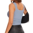 thumbnail image 4 of YANDW Square Neck Tank Top Sleeveless Yoga Workout Cami Crop Tops for Women Blue,M, 4 of 6