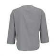 thumbnail image 6 of Gray Womens Tops Linen Shirts for Women Summer Cotton Linen V Neck 3/4 Sleeve Tops Loose Vacation Beach Solid Blouses Tunic Tops Shirts for Women, 6 of 6