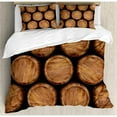 thumbnail image 3 of Wine Duvet Cover Set Twin Size, Wall of Wooden Barrels Wine Stack Storage Gallon Antique Vintage Container Rustic Design, Decorative 2 Piece Bedding Set with 1 Pillow Sham, Brown, by Ambesonne, 3 of 3