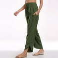 thumbnail image 6 of UAMVSH Lounge Pants Women Trendy Tulip Hem Summer Beach Vacation Pants with Pockets Loose Smocked Waist Straight Wide Leg Pants, 6 of 7