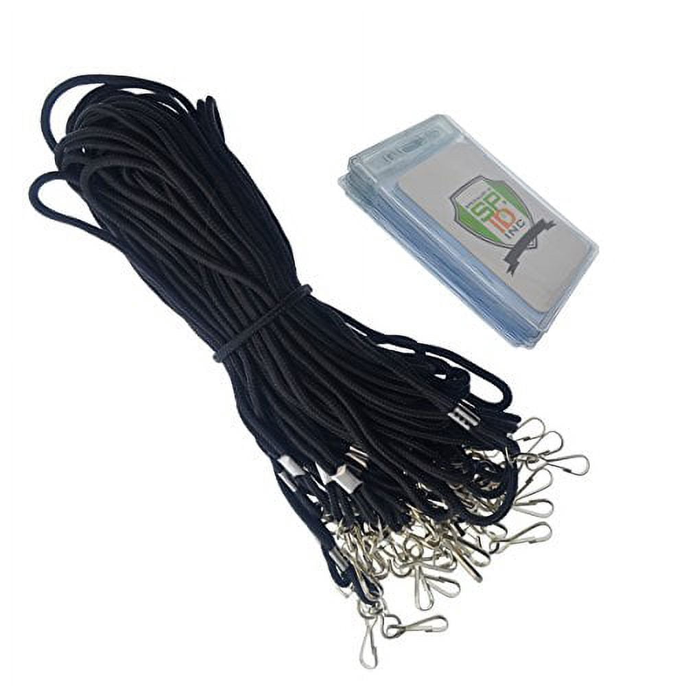 25 Pack Vertical ID Name Badge Holders with Lanyards (Business Card Size) by Specialist ID (Black)