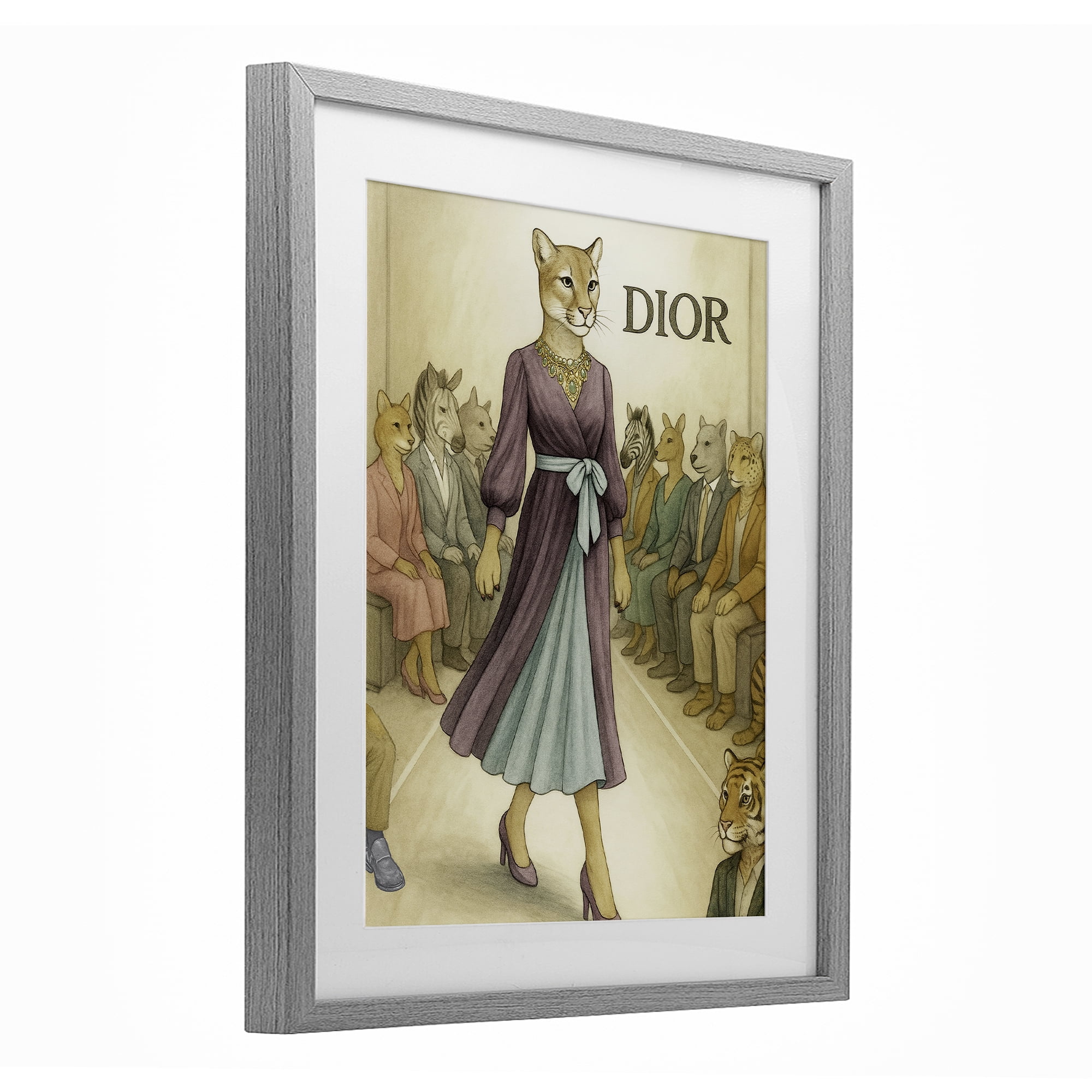 Stupell Industries Fashion Runway Cougar Gray Framed Print Under Glass, design by Grotto Studios