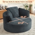 thumbnail image 3 of Muumblus 48.8" Oversized Accent Barrel Chair, Fluffy Round Lazy Sofa Chair for Adults, No Assembly Required, Dark Gray Corduroy, 3 of 9