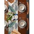 thumbnail image 5 of Watercolor Peacock Burlap Cotton Table Runner 18x72 Inches Long, Retro Attic Flower Feather Farmhouse Table Runners, Outdoor Dining Tablecloths Decor for Baby Shower/Party/Wedding, 5 of 6