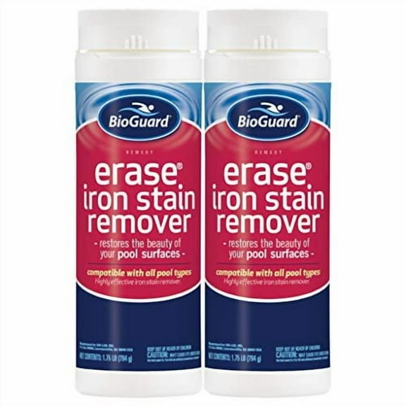 BioGuard Erase Iron Stain Remover, 1.75 lb, Pack of 2, Highly Effective Iron Stain Remover, Restore Pool Surfaces, Suitable for All Pool Types